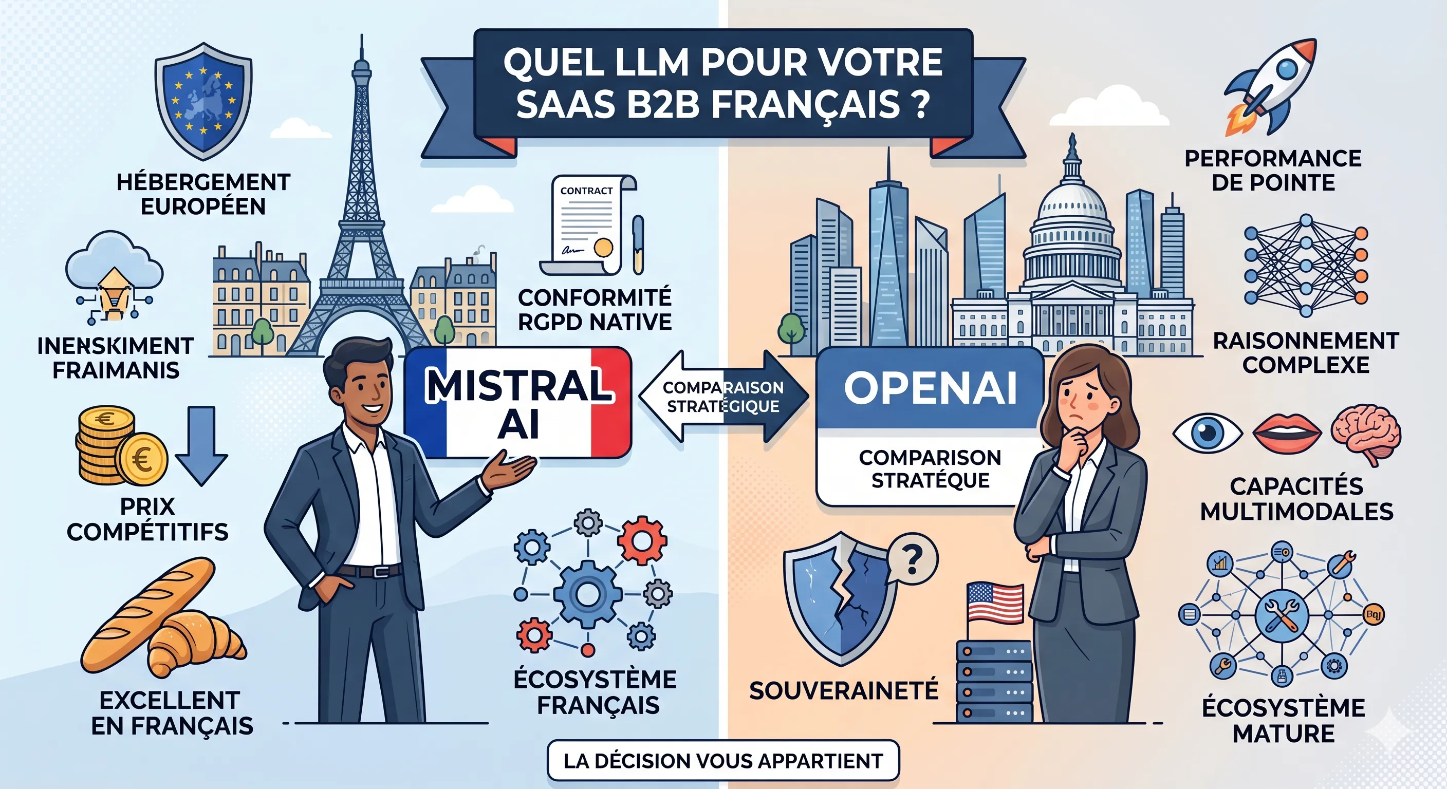 Comparaison Mistral AI et OpenAI pour les applications B2B françaises